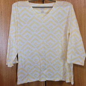 Chico's t-shirt,  sz 2, yellow striped